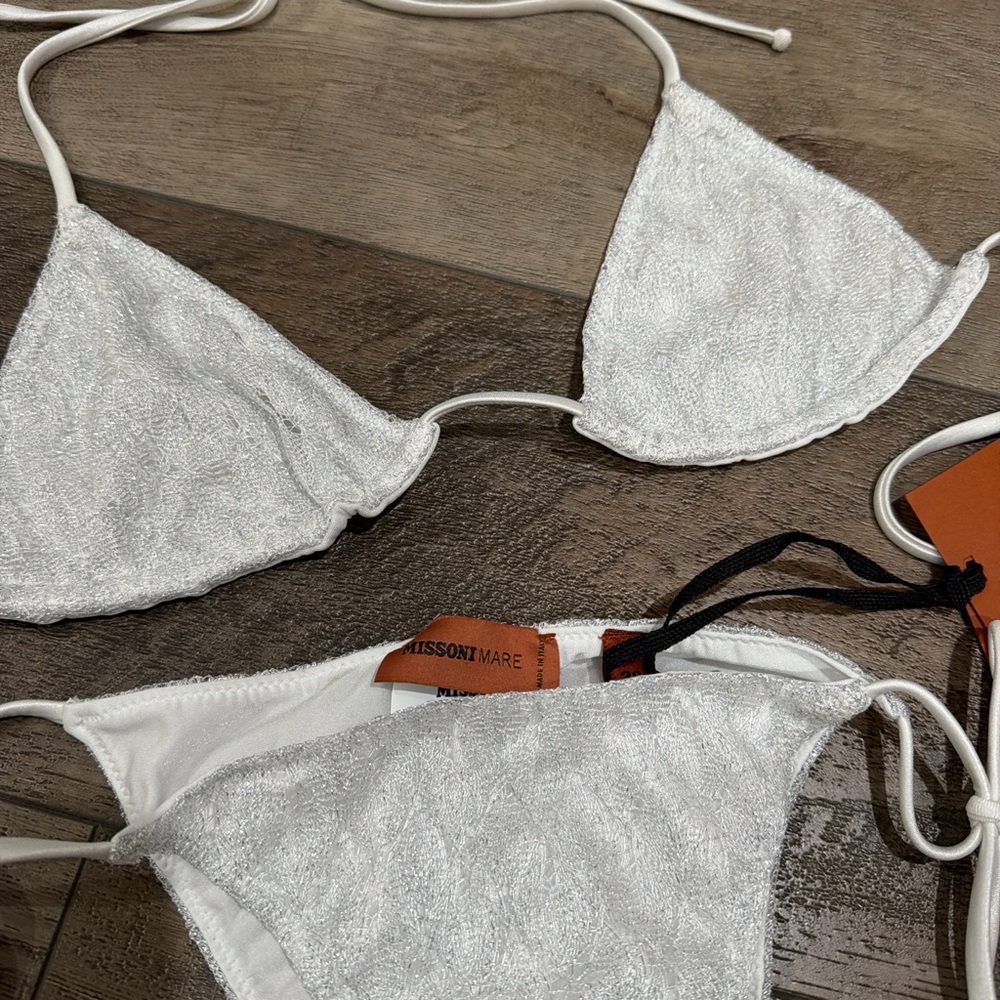 Missoni Mare silver metallic crochet bikini set NWT - Picture 3 of 6